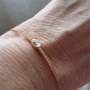 NADRI NEW women's gold color adjustable  bracelet with cubic zirconia